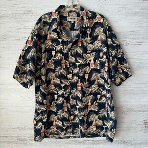 VINTAGE CAMPIA MODA Beer Bottle Cocktail Tropical Hawaiian Novelty Shirt XL